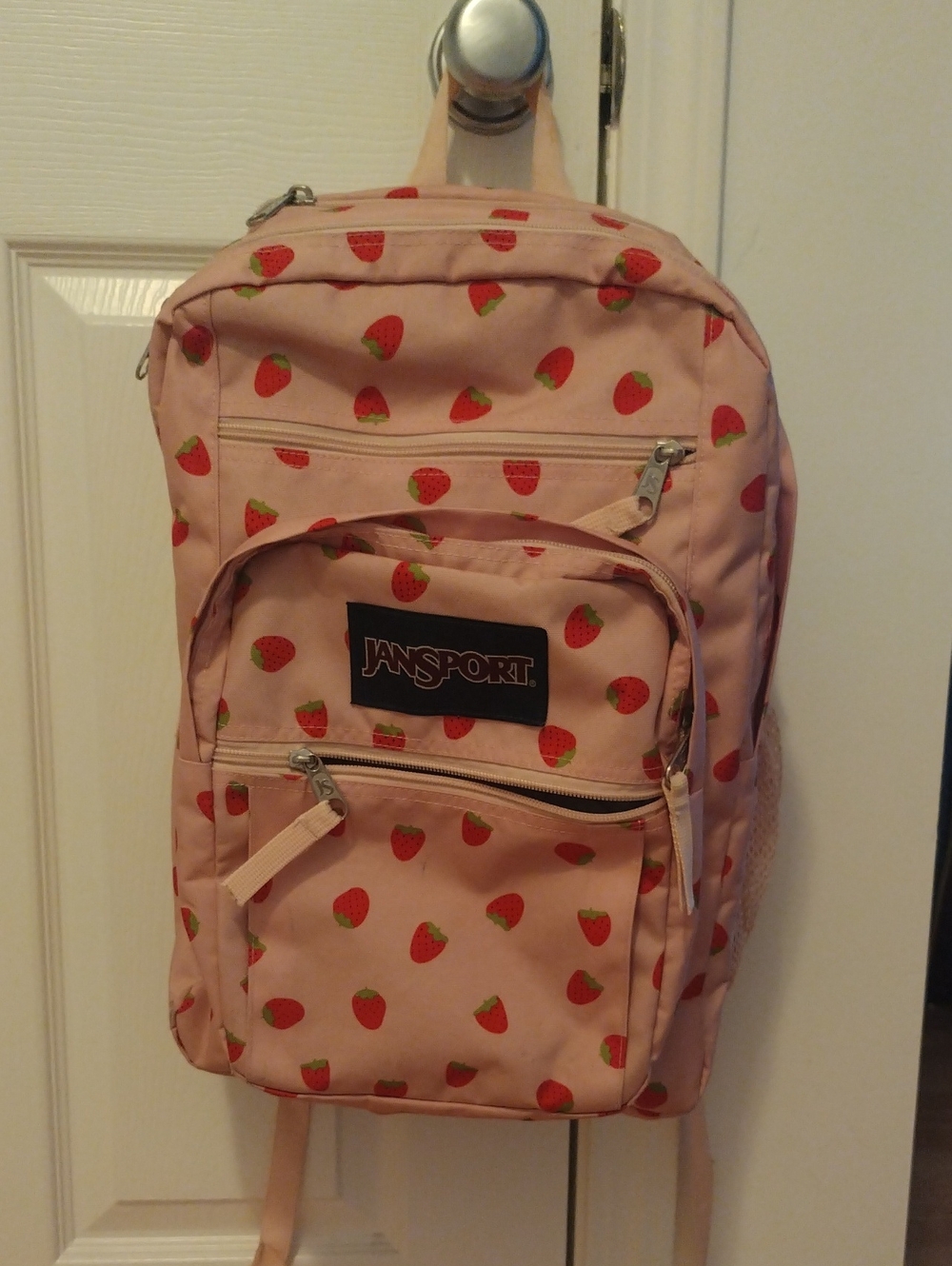 Jansport Pink Strawberry Print Kids Backpack
